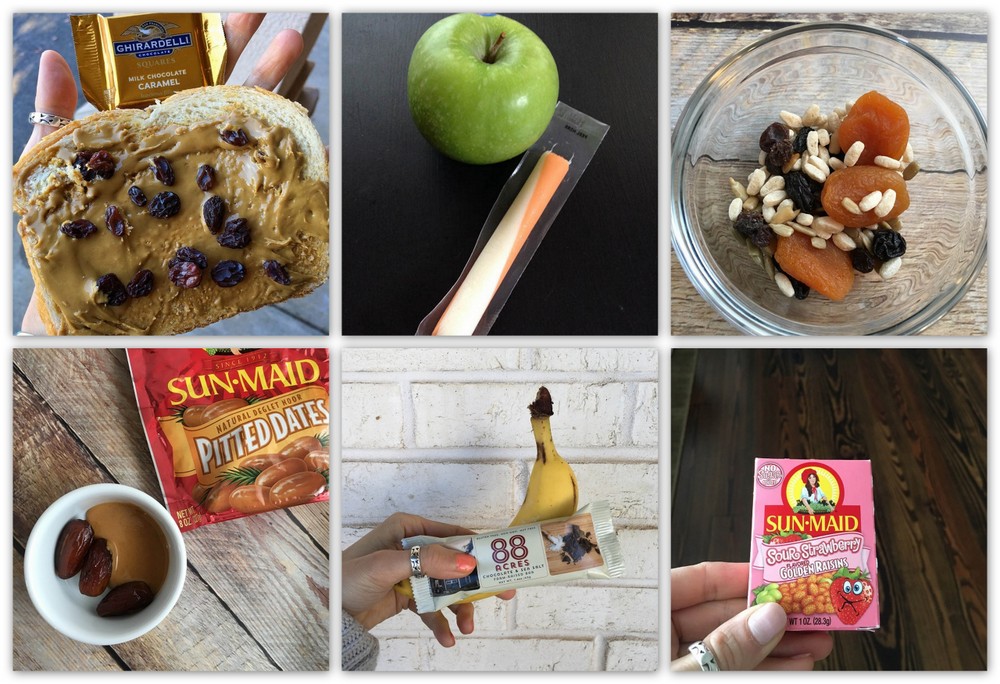 Various allergy-friendly snacks featuring Sun-Maid raisins